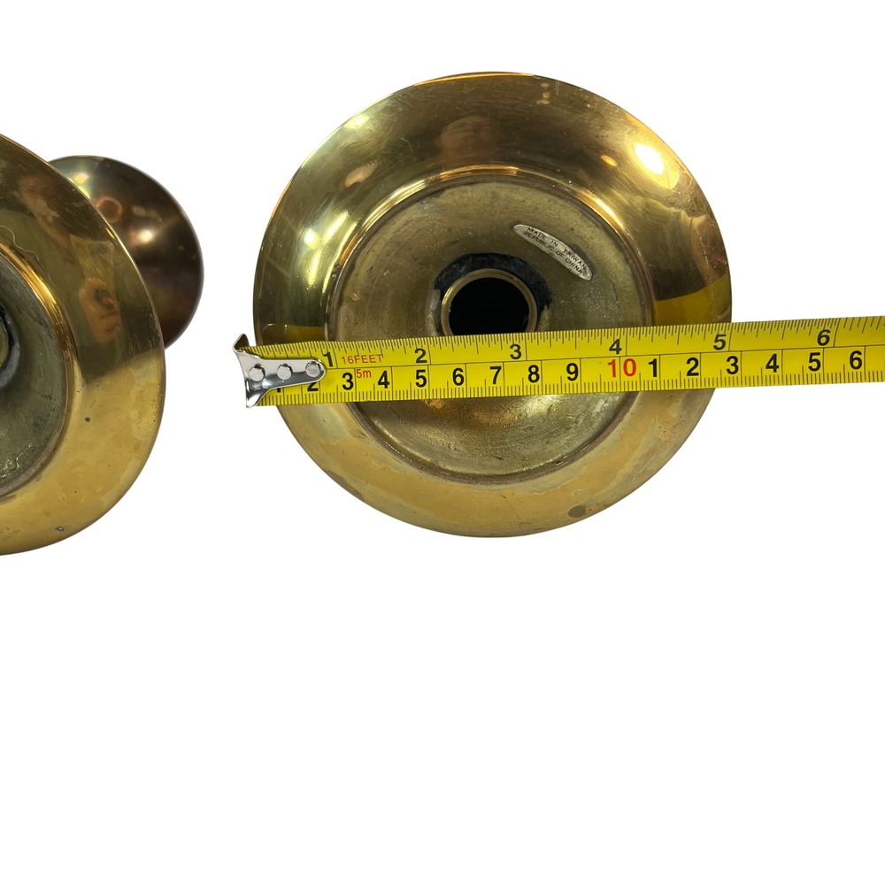 Vintage Brass Candlestick Holders Set of 2 Hexagon Stem Made in Taiwan Gold 5in - Picture 7 of 8